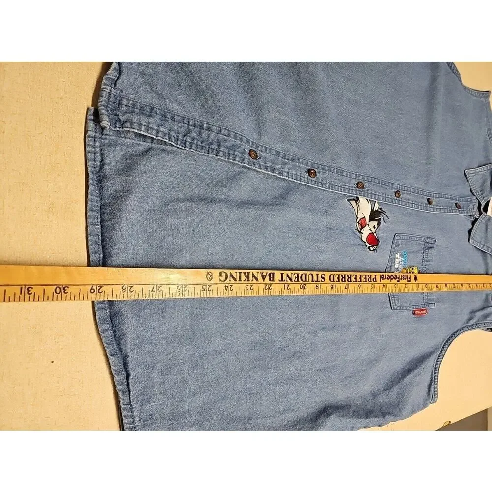 Vtg Sylvester Tweety Bird Womens Chambray Shirt Sz 22/24 LooneyTunes Embroidered - Picture 8 of 8